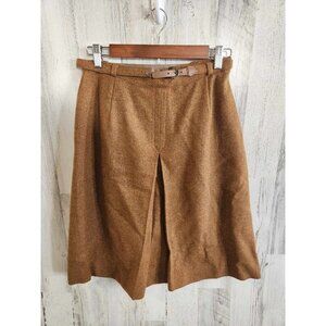 Vintage 1980s Personal Wool Blend Brown Skirt Size 15-16 Belted